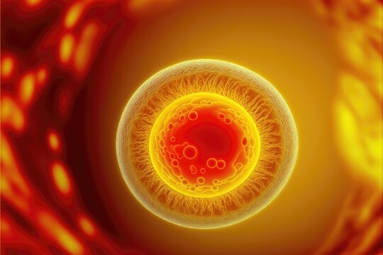 Generative AI  fertilization of a ovum seen from the microscope, the miracle of life