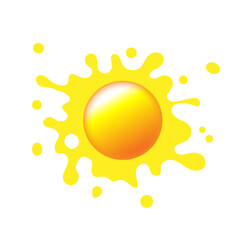 Sun icon with rays out of blot. Sign yellow cute sun. png