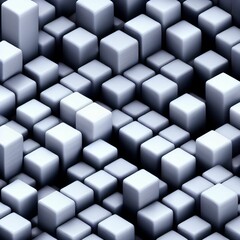 Computer generated 3D render of white cubes with different heights pattern. Generative AI