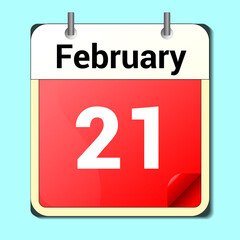 day on the calendar, vector image format, February 21