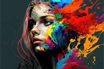 portrait of a person colorful rgb detailed beauty art