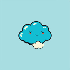 cartoon blue cloud with a cute face