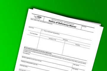 Form 4089 documentation published IRS USA 04.17.2019. American tax document on colored