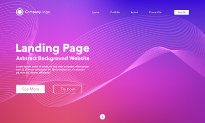 Gradient abstract wave background. Landing Page. Template for websites or apps. Modern design. Abstract vector style