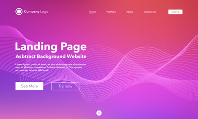 Gradient abstract wave background. Landing Page. Template for websites or apps. Modern design. Abstract vector style