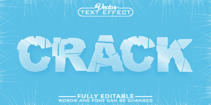 Transpaent Crack Glass Vector Editable Text Effect Template