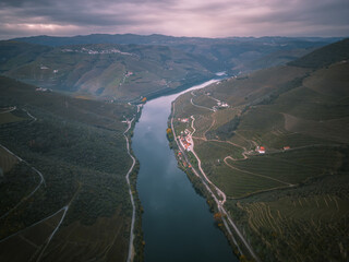 aerial view of the river in the mountains
