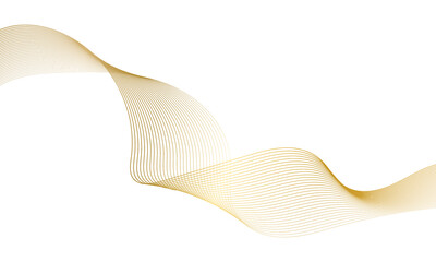 Abstract gold gradient wave element for design. Digital frequency track equalizer. Stylized line art background. Vector illustration. Wave with lines created using blend tool. Curved wavy line.