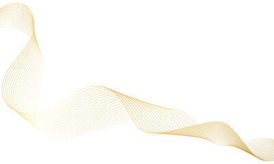 Abstract gold gradient wave element for design. Digital frequency track equalizer. Stylized line art background. Vector illustration. Wave with lines created using blend tool. Curved wavy line.