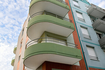 Modern building with the apartments and balconies - obrazy, fototapety, plakaty