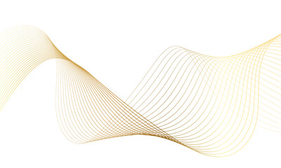 Abstract gold gradient wave element for design. Digital frequency track equalizer. Stylized line art background. Vector illustration. Wave with lines created using blend tool. Curved wavy line.