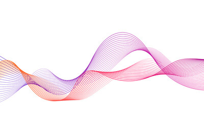 Abstract colorful gradient wave element for design. Digital frequency track equalizer. Stylized line art background. Vector illustration. Wave with lines created using blend tool. Curved wavy line.