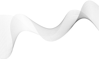 Abstract platinum gradient wave element for design. Digital frequency track equalizer. Stylized line art background. Vector illustration. Wave with lines created using blend tool. Curved wavy line.