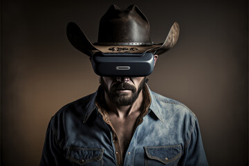 chuck norris, texas ranger, walker, cowboy with vr headset,  ai generative