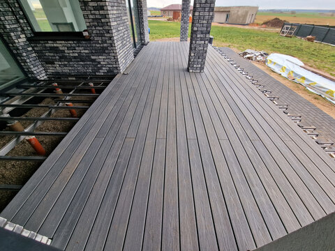 WPC terrace during construction and installation