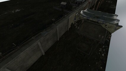 Obraz premium 3d-illustration of a dystopian post-apocaliptic zombie wall