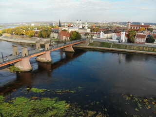 Aerial view of autumn Kaunas town