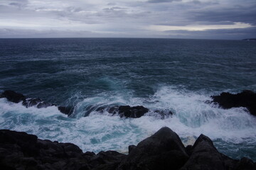 Fototapeta na wymiar Seascape photo at dawn. Impressive waves.