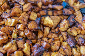 Chopped and diced nigerian deep fried plantain