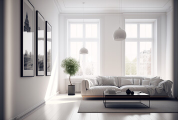 Fototapeta na wymiar Minimal interior design living room