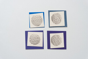 textured circle shapes on square cards