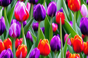 Colorful Dutch Tulips Seamless Wallpaper