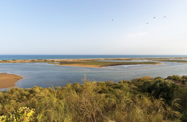 View of the sea coast, Ria Formosa natural park, Algarve	
