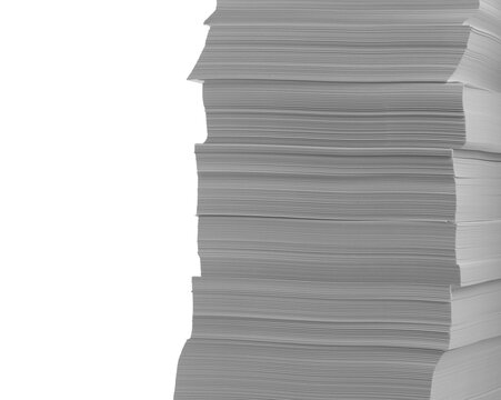 Stack of paper sheets on white background
