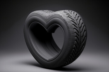 Fototapeta car tire in the shape of a heart made by generative ai obraz