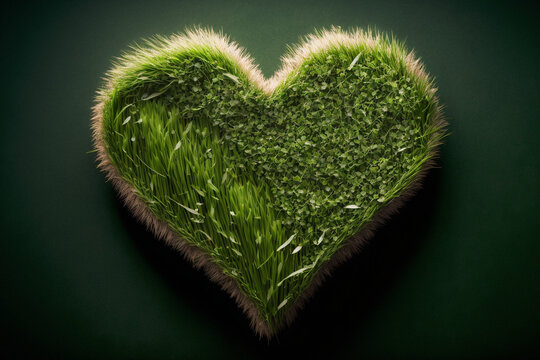 patch of grass in the shape of a heart made by generative ai
