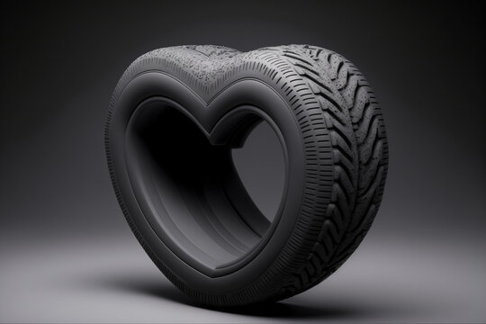 car tire in the shape of a heart made by generative ai