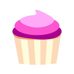 Simple flat tasty cupcake with three layers of pink  icing