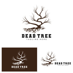 Tree Logo Design, Dead Tree Illustration, Wild Tree Cutting, Global Warming Vector, Earth Drought, Product Brand Icons