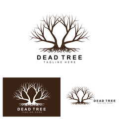 Tree Logo Design, Dead Tree Illustration, Wild Tree Cutting, Global Warming Vector, Earth Drought, Product Brand Icons