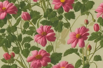 Plexiglas foto achterwand 1900s Vintage Flowers Seamless Background © Judi