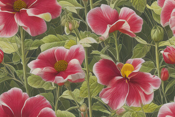 1900s Vintage Flowers Seamless Background