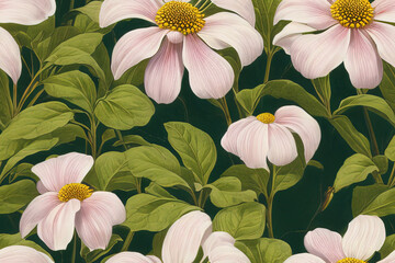 1900s Vintage Flowers Seamless Background