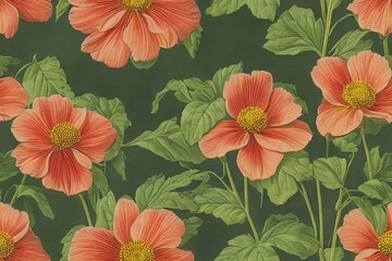 1900s Vintage Flowers Seamless Background