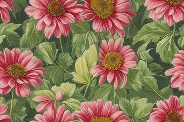 1900s Vintage Flowers Seamless Background