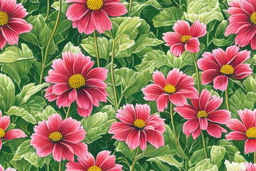 1900s Vintage Flowers Seamless Background