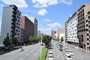 Obraz premium Wide avenue of Kyoto, Japan