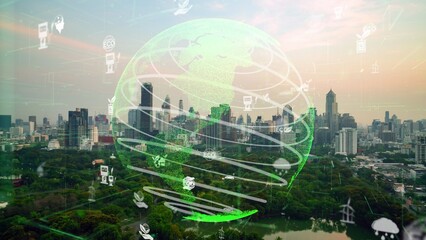 Green city technology shifting towards sustainable alteration concept by clean energy , recycling...
