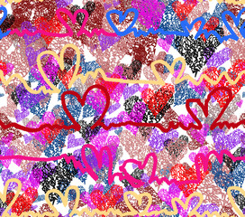 Line art of heart seamless pattern