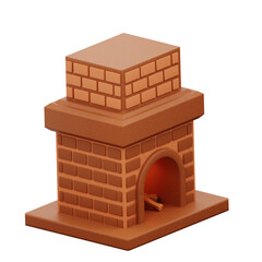 Fireplace 3D Icon Illustration