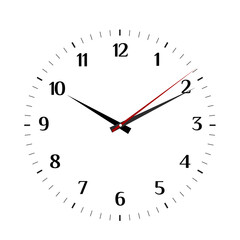 Strict office clock face. Flat vector illustration isolated on white