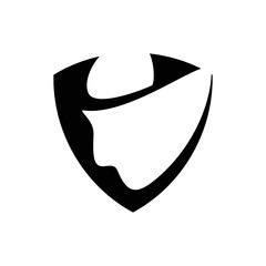 Shield face mask in simple black and white