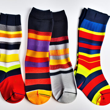 Isolated Closeup View of a Set of Colorful Socks Against a White Background as a Concept for the Diversity Produced by Using Generative AI