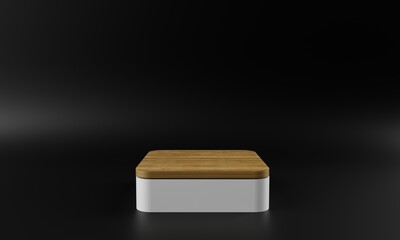 Wood base empty stand podium scene platform for product placement or advertising