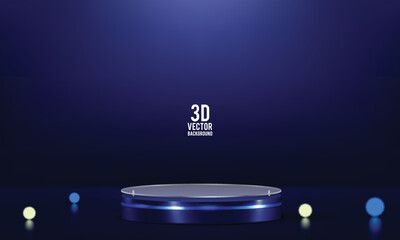 Abstract blue circle podium background