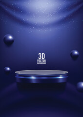 Abstract blue circle podium background